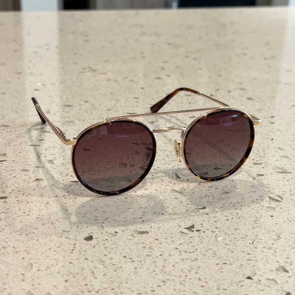 Women's Round Double Bridge Tortoise Sunglasses